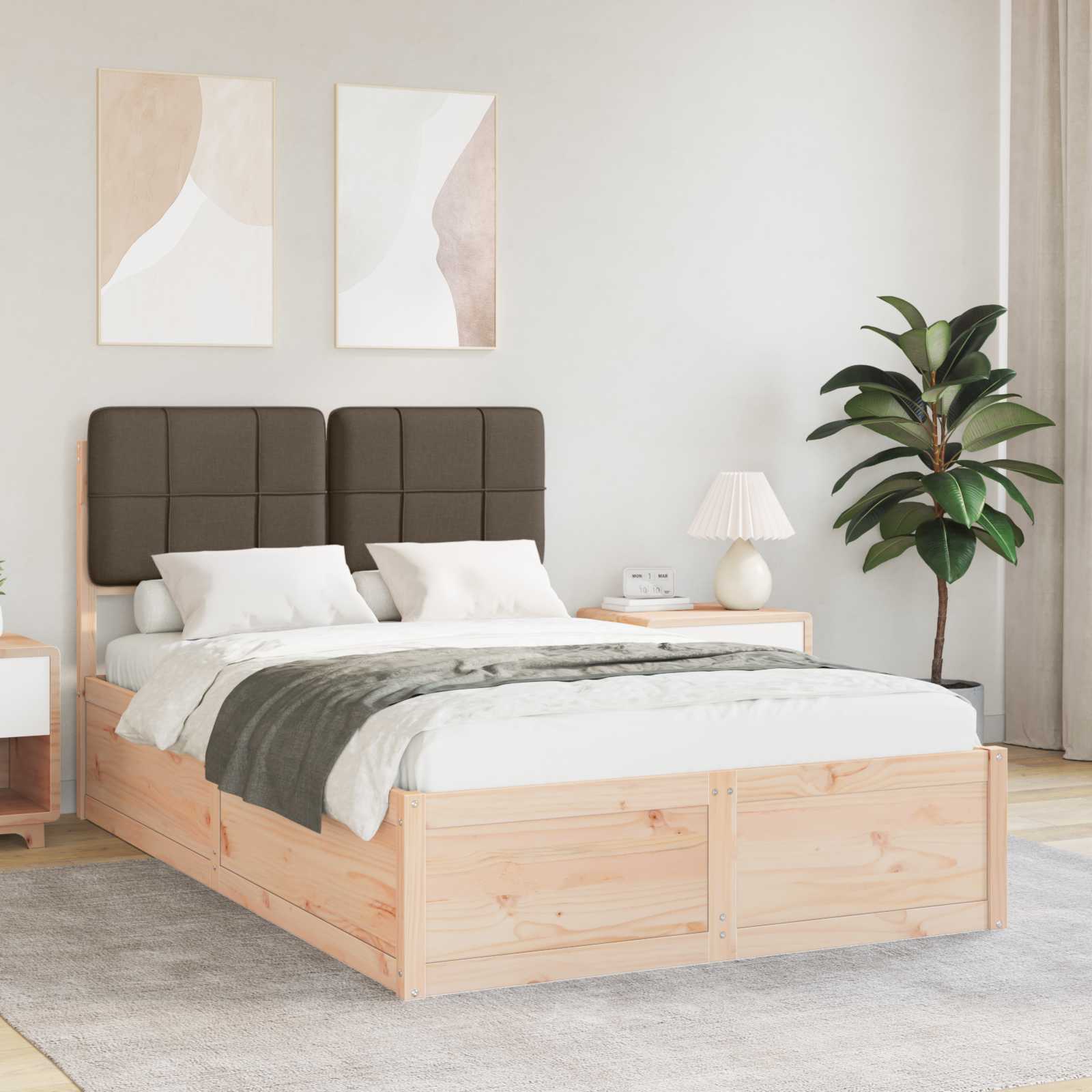 Bettgestell mit gepolstertem Kopfteil Taupe 120 x 200 cm