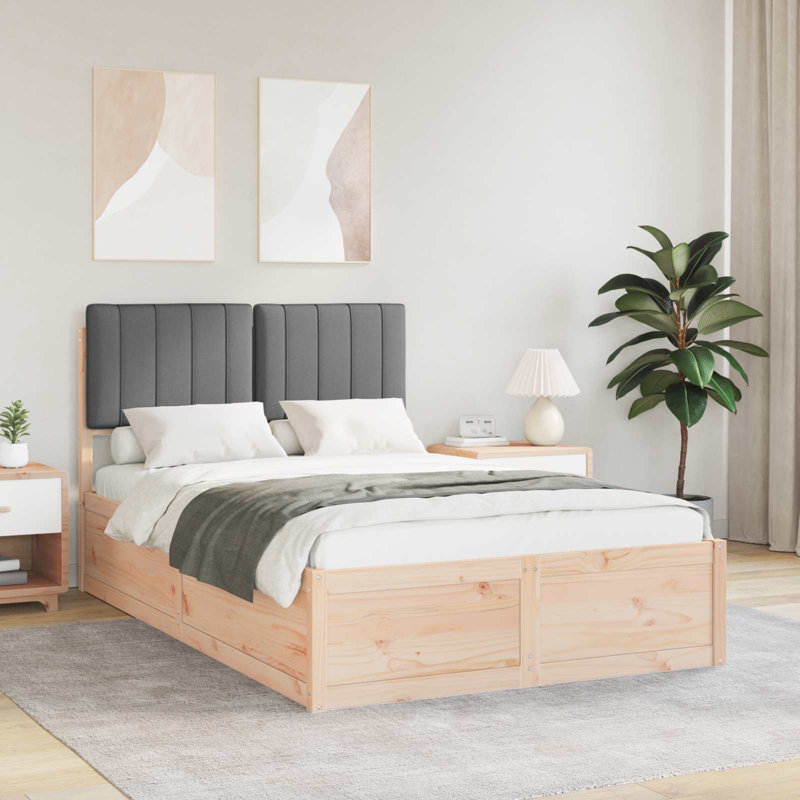 Bettgestell mit gepolstertem Kopfteil Dunkelgrau 120 x 200 cm