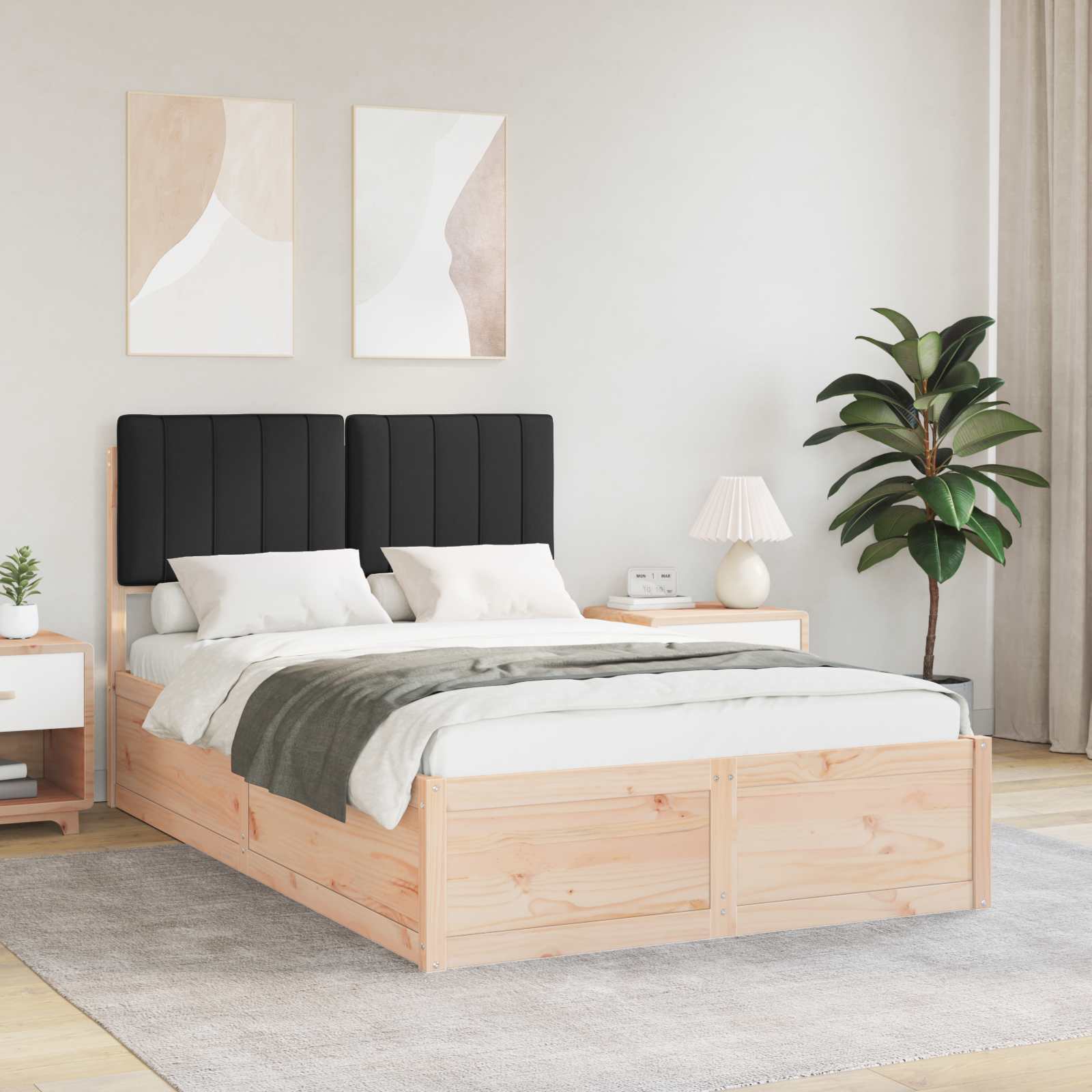 Bettgestell mit gepolstertem Kopfteil Schwarz 120 x 200 cm