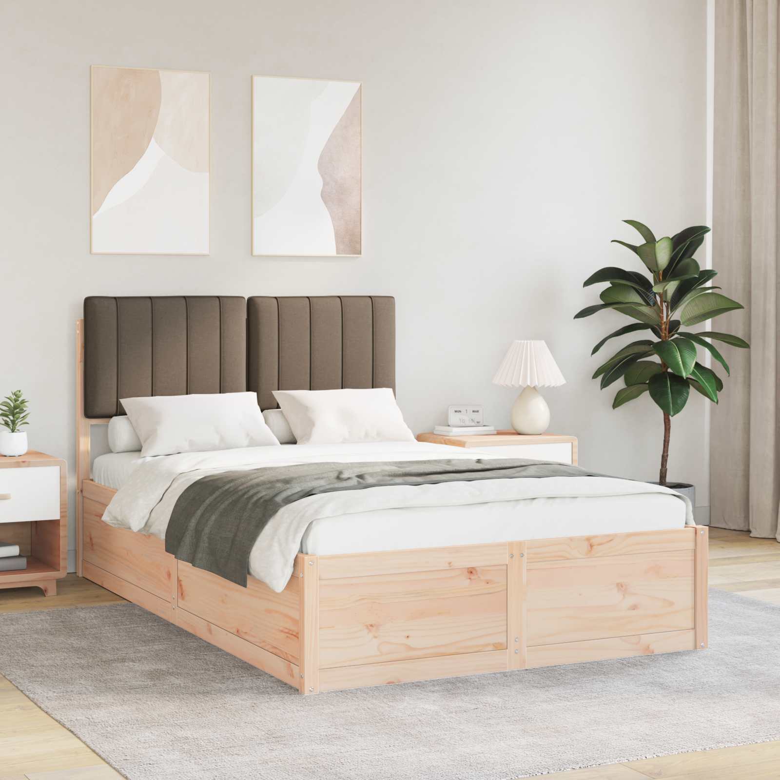 Bettgestell mit gepolstertem Kopfteil Taupe 120 x 200 cm