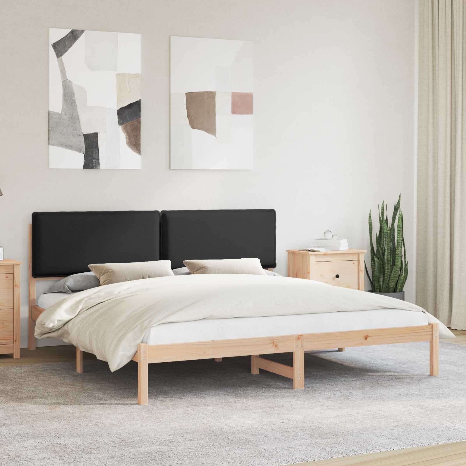 Bettgestell mit gepolstertem Kopfteil Schwarz 200 x 200 cm