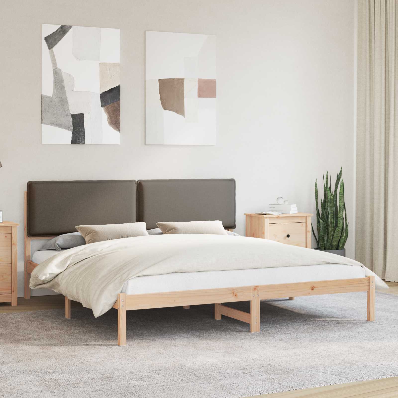 Bettgestell mit gepolstertem Kopfteil Taupe 200 x 200 cm