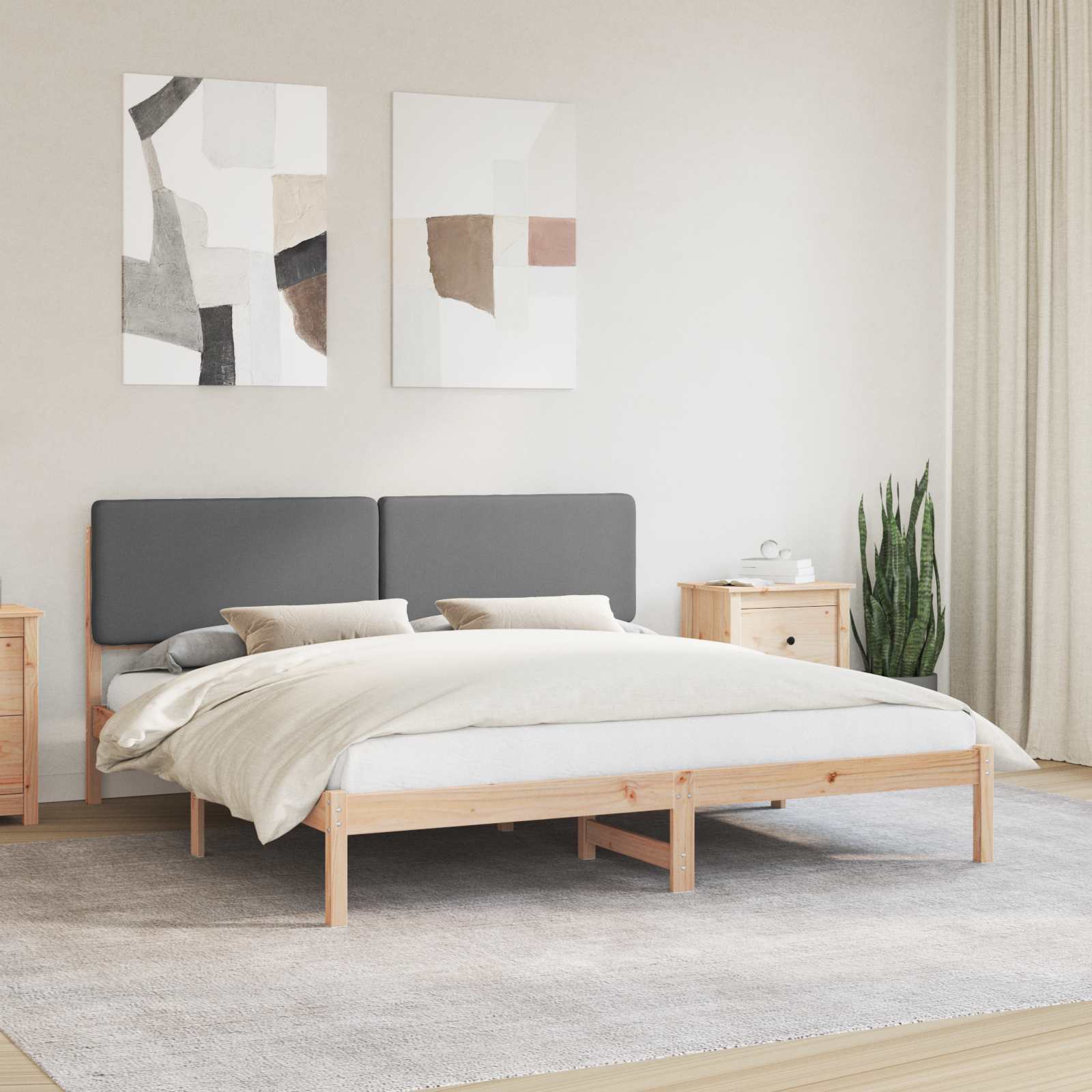 Bettgestell mit gepolstertem Kopfteil Dunkelgrau 200 x 200 cm