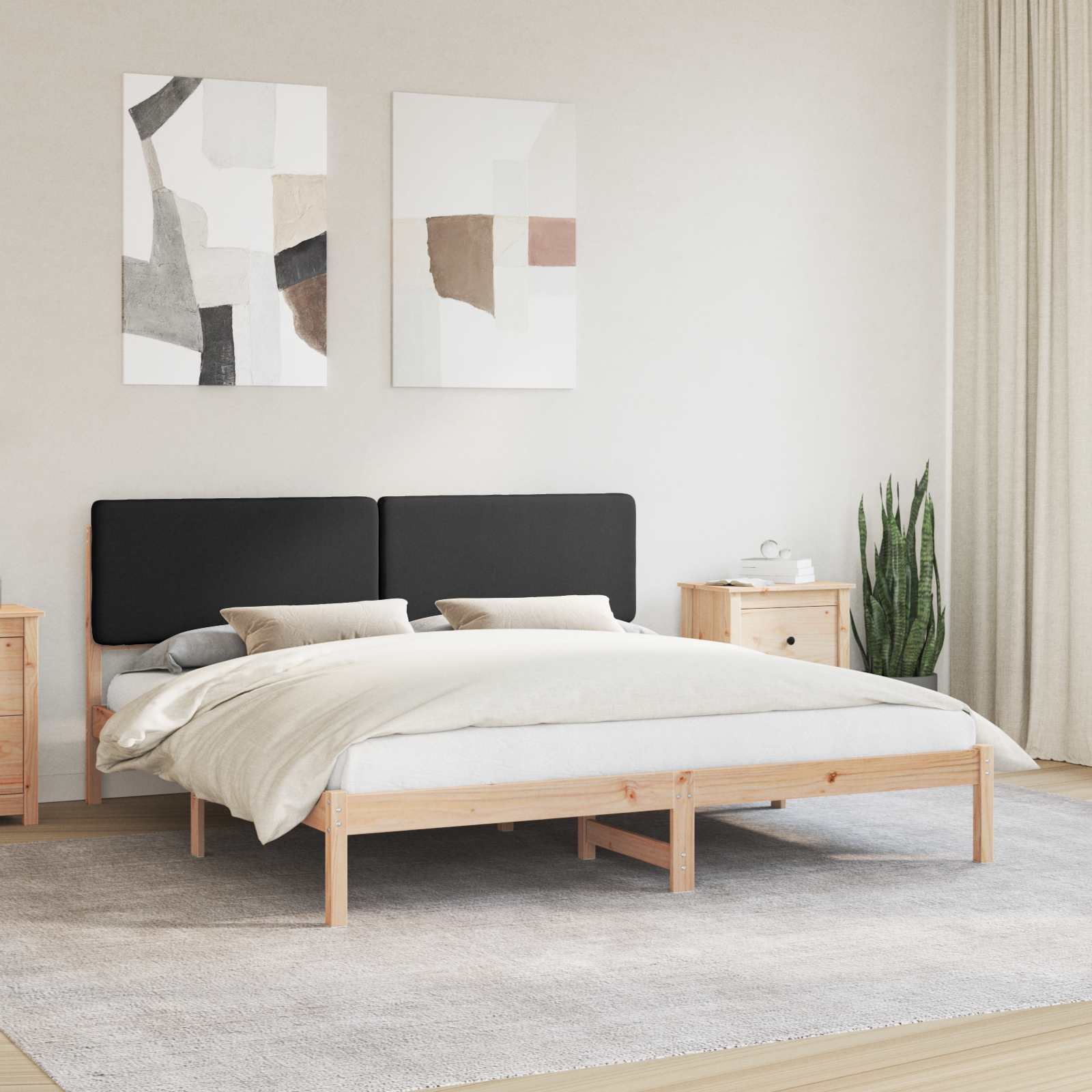 Bettgestell mit gepolstertem Kopfteil Schwarz 200 x 200 cm
