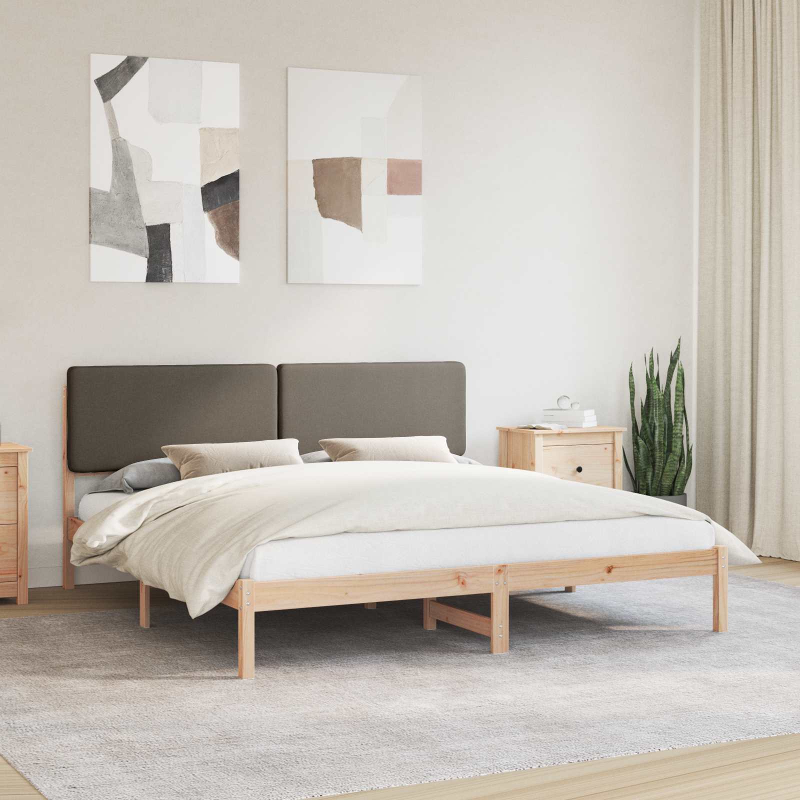 Bettgestell mit gepolstertem Kopfteil Taupe 200 x 200 cm