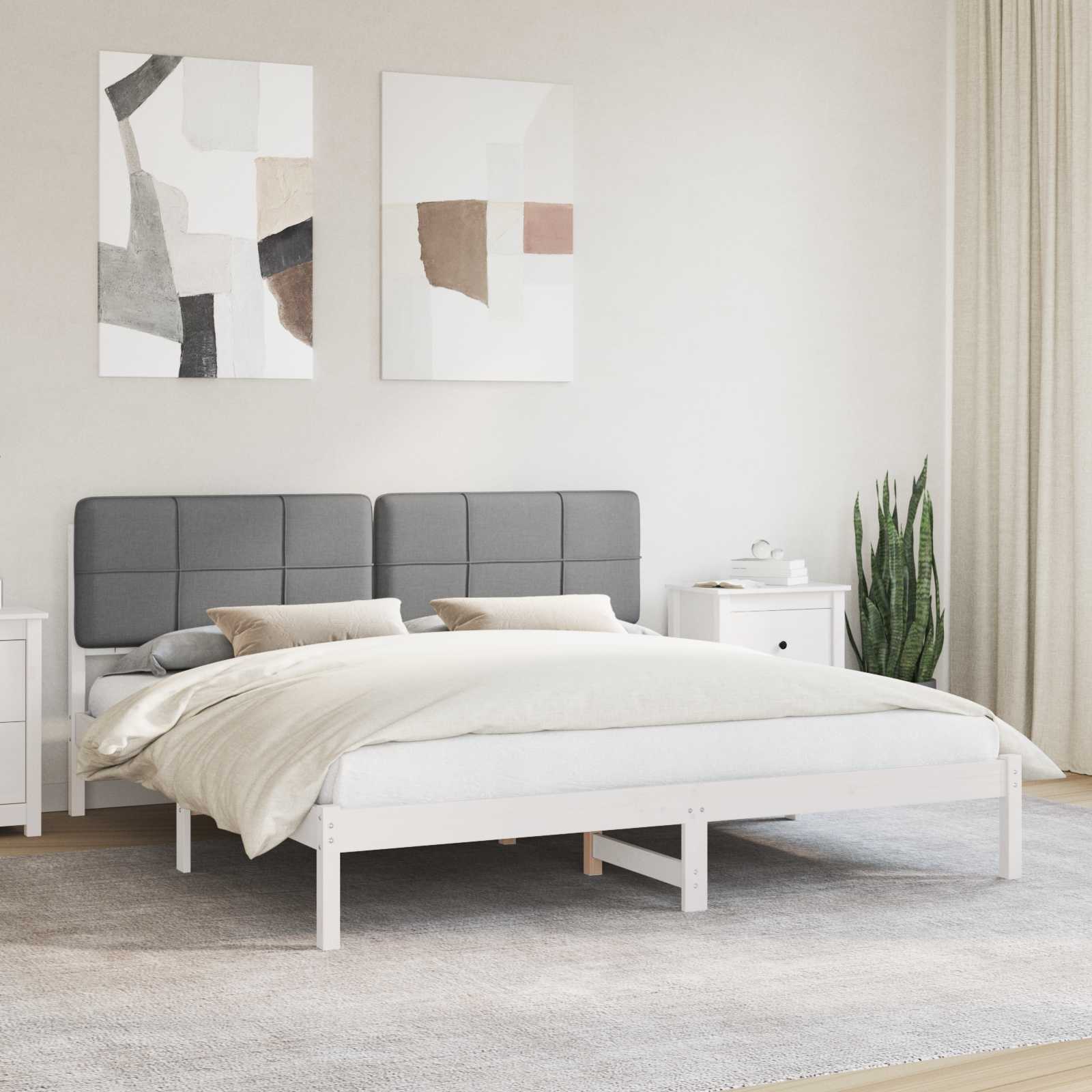 Bettgestell mit gepolstertem Kopfteil Dunkelgrau 200 x 200 cm