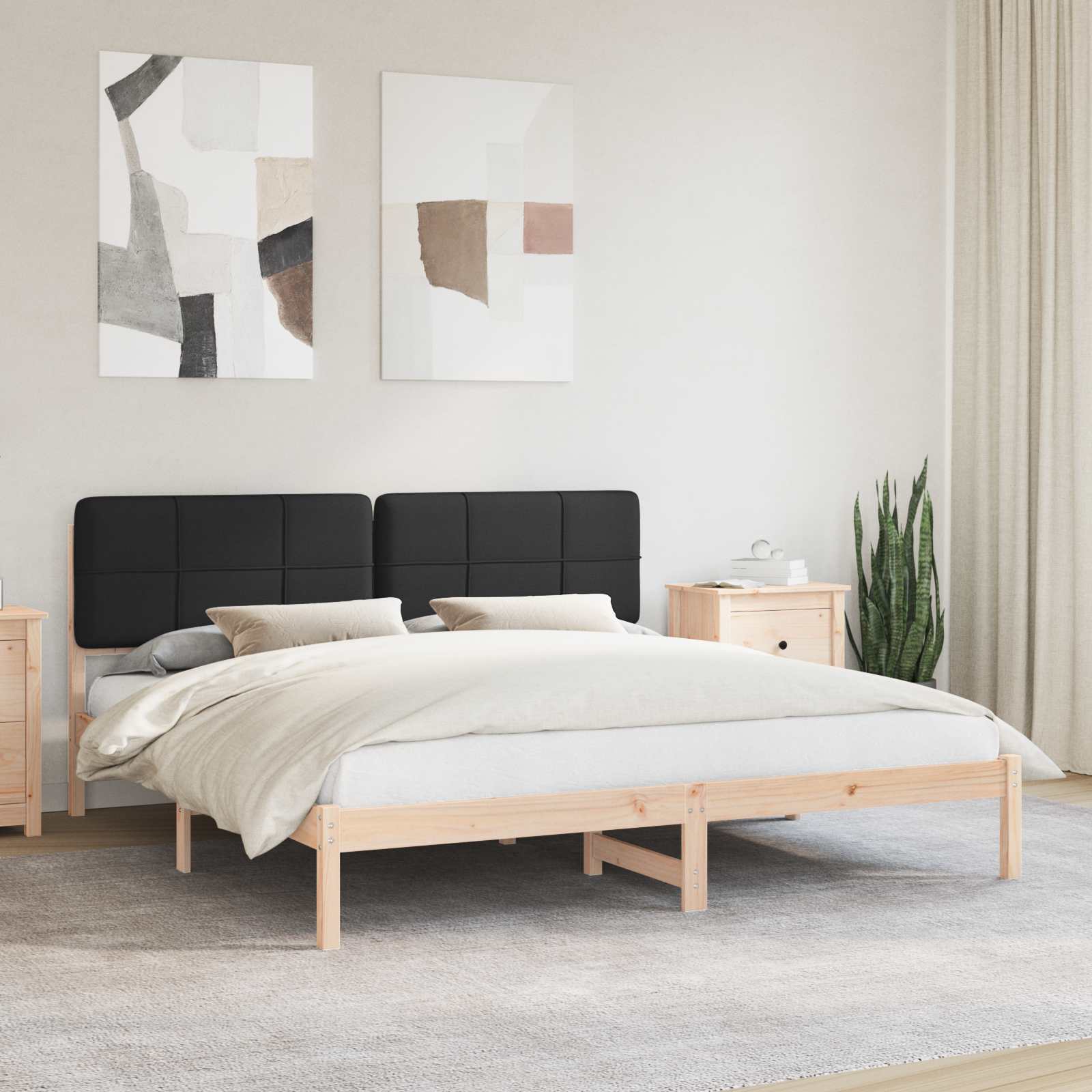 Bettgestell mit gepolstertem Kopfteil Schwarz 200 x 200 cm