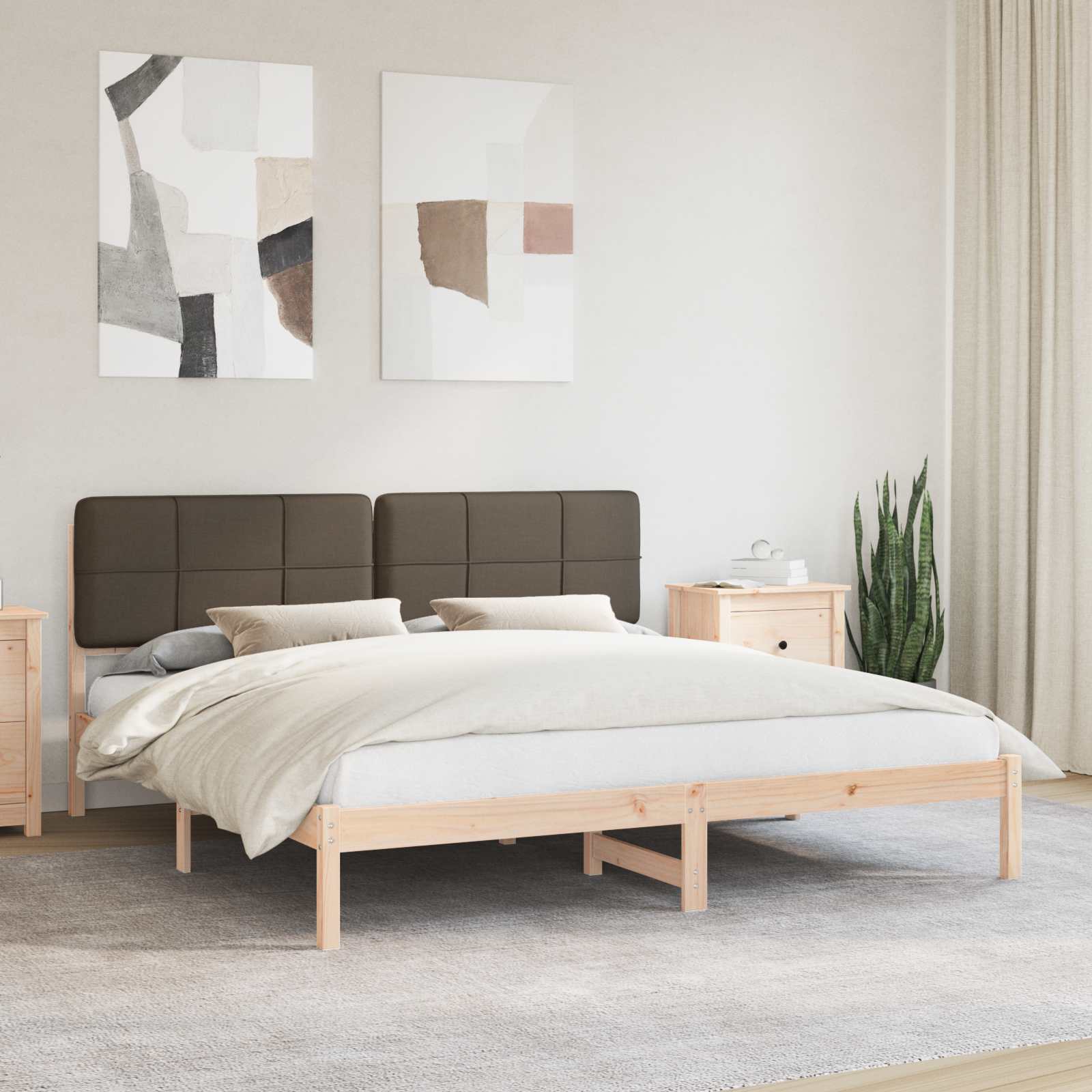 Bettgestell mit gepolstertem Kopfteil Taupe 200 x 200 cm