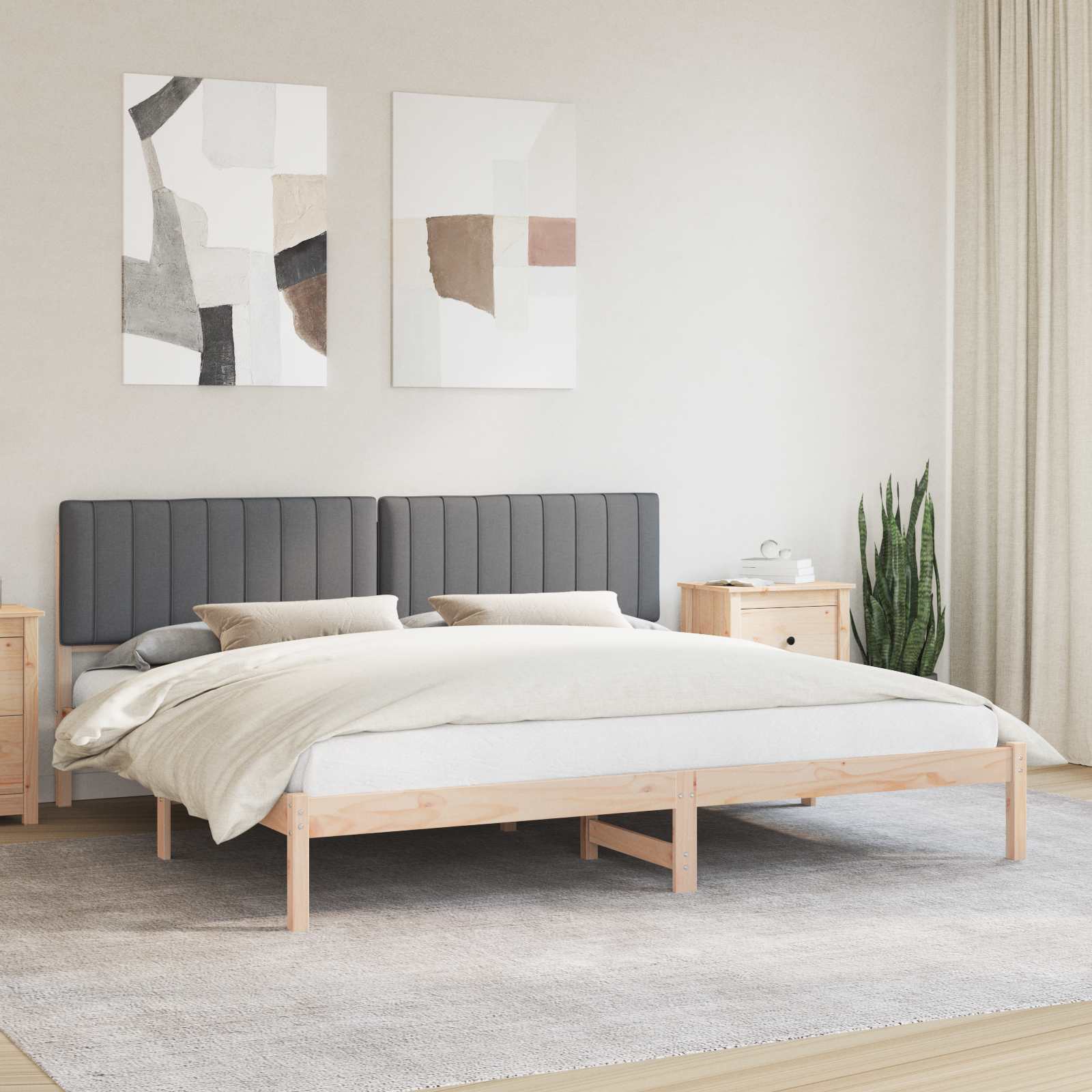 Bettgestell mit gepolstertem Kopfteil Dunkelgrau 200 x 200 cm