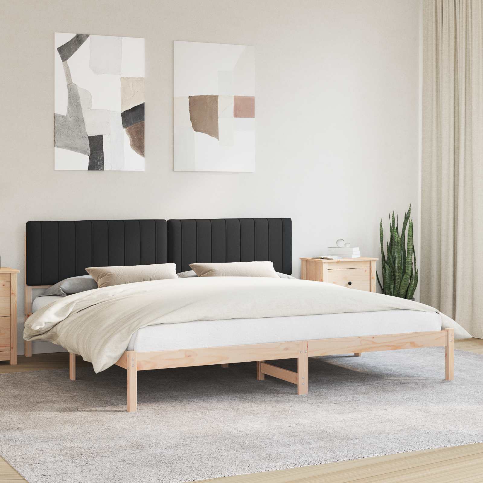 Bettgestell mit gepolstertem Kopfteil Schwarz 200 x 200 cm
