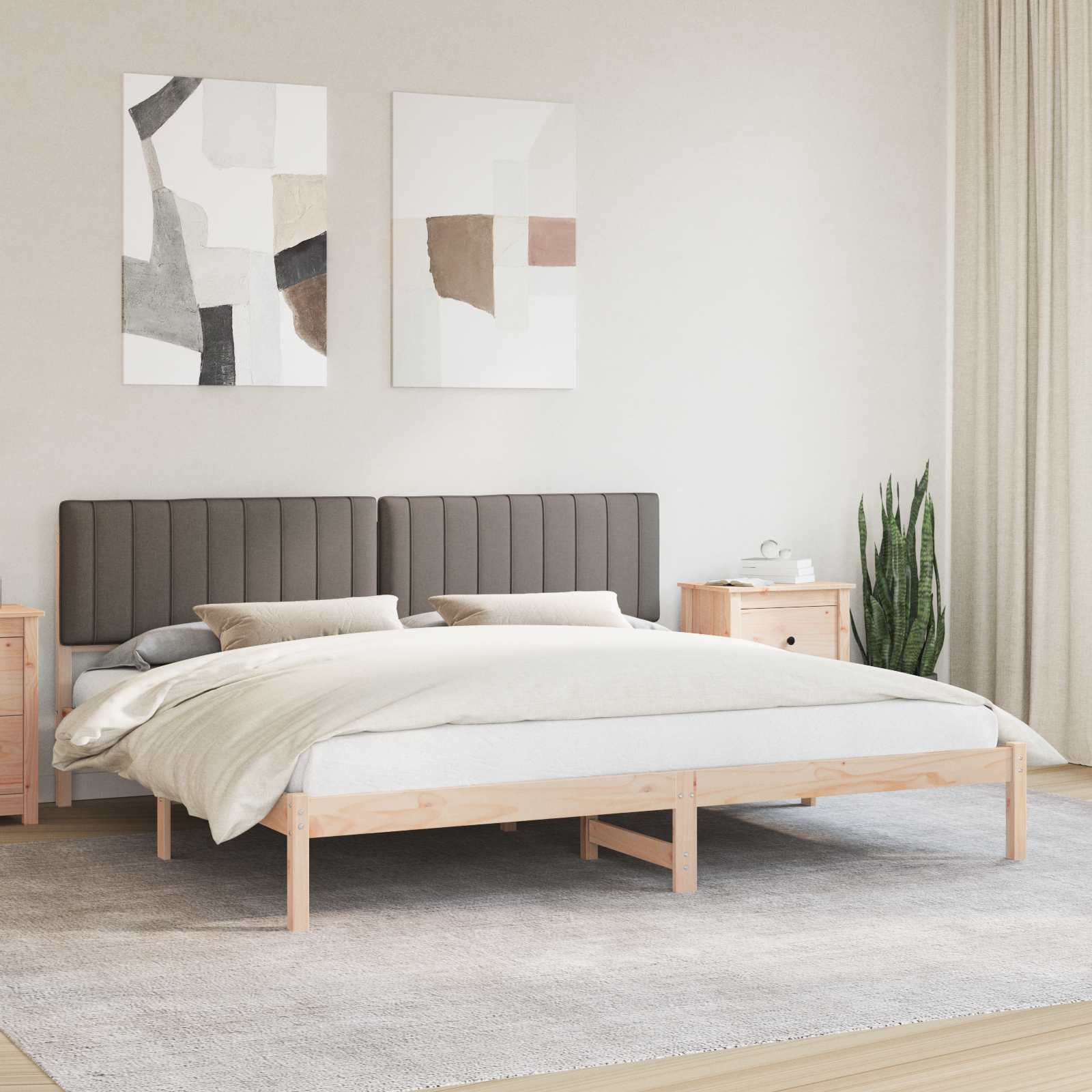 Bettgestell mit gepolstertem Kopfteil Taupe 200 x 200 cm