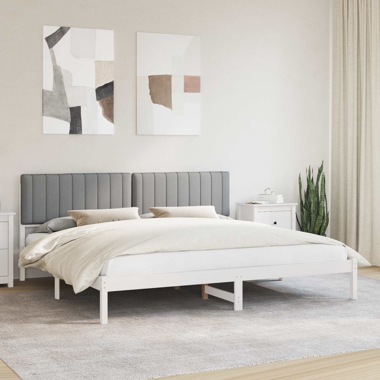 Bettgestell mit gepolstertem Kopfteil Hellgrau 200 x 200 cm