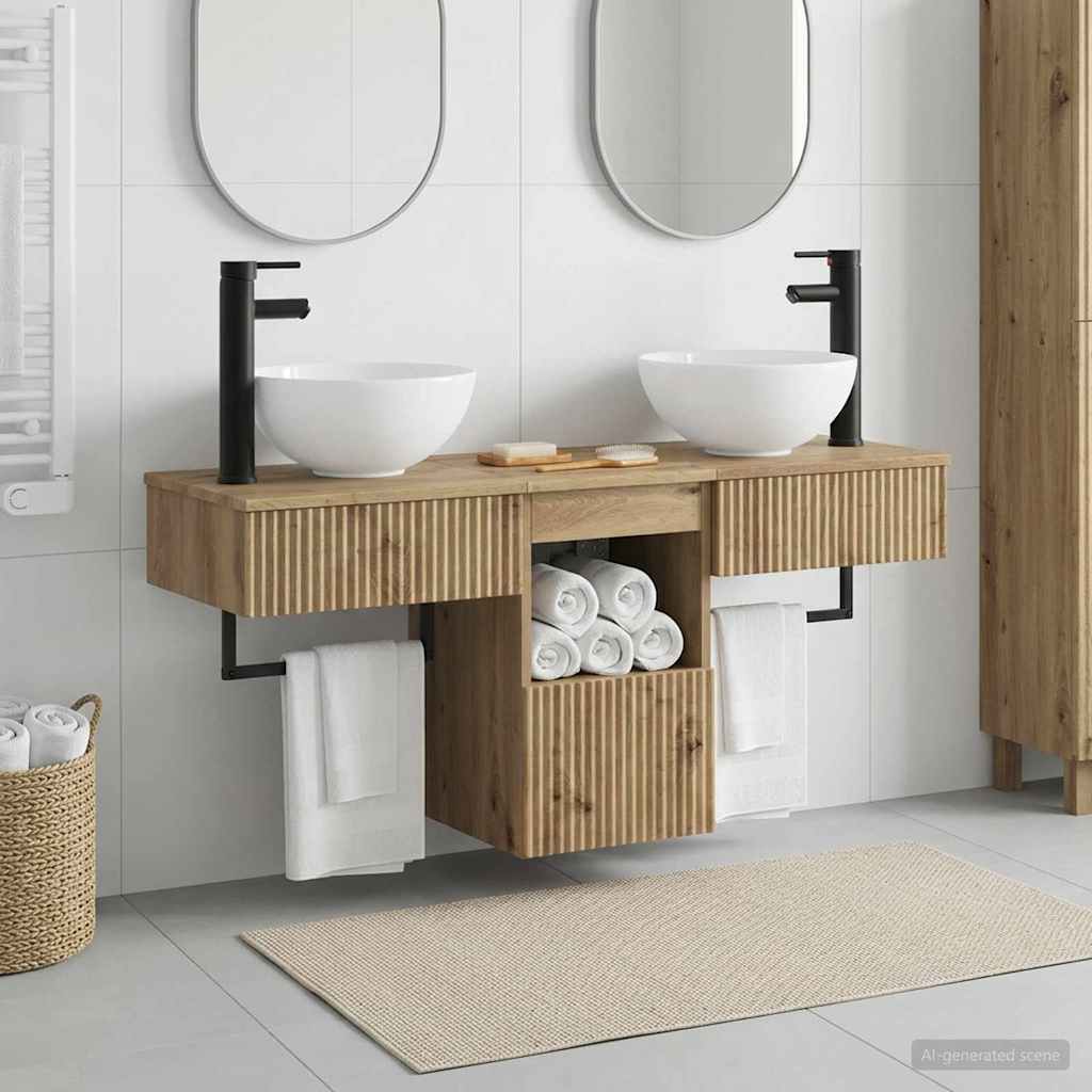 Badezimmermöbel-Set 3 Stk. Artisan-Eiche Holzwerkstoff