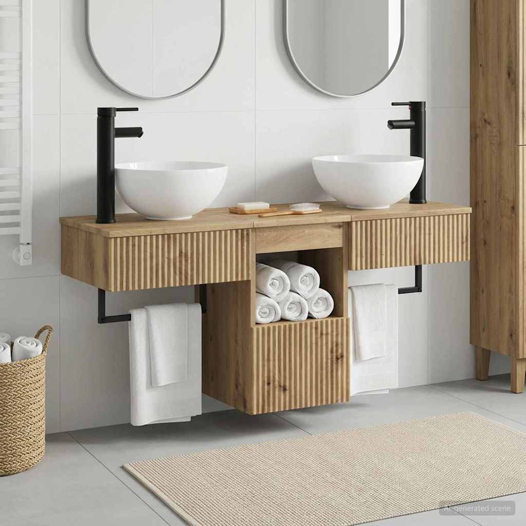 Badezimmermöbel-Set 3 Stk. Artisan-Eiche Holzwerkstoff