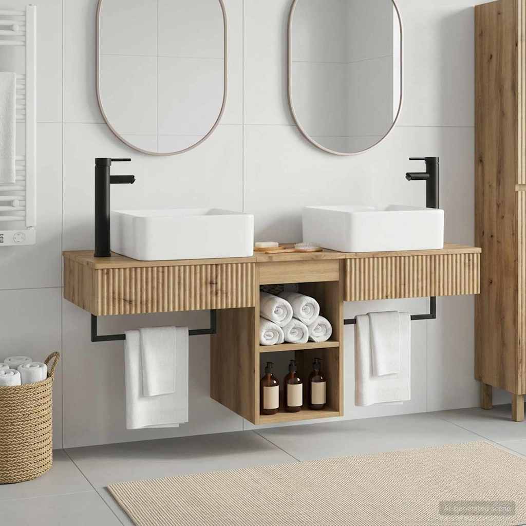 Badezimmermöbel-Set 3 Stk. Artisan-Eiche Holzwerkstoff