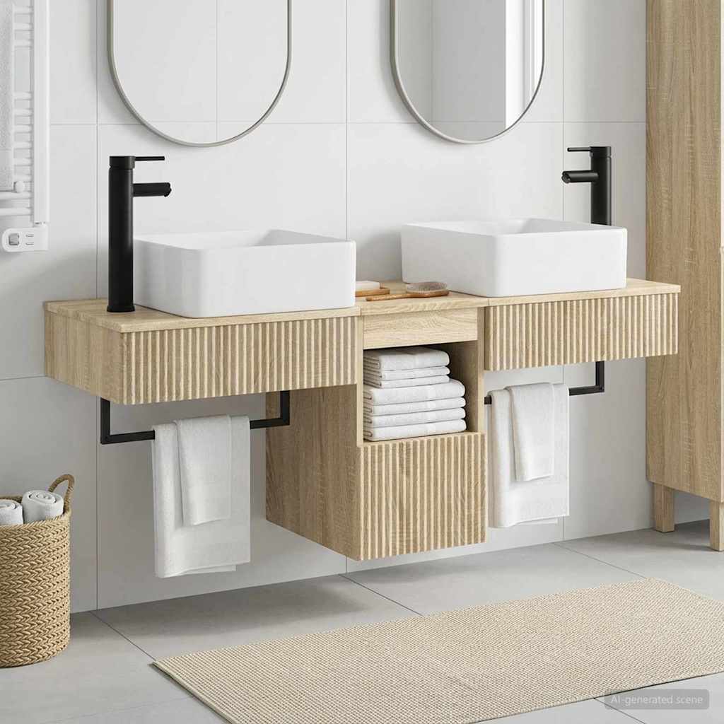 Badezimmerschrank-Set 3 stk. Sonoma-Eiche 53 x 35 x 39 cm