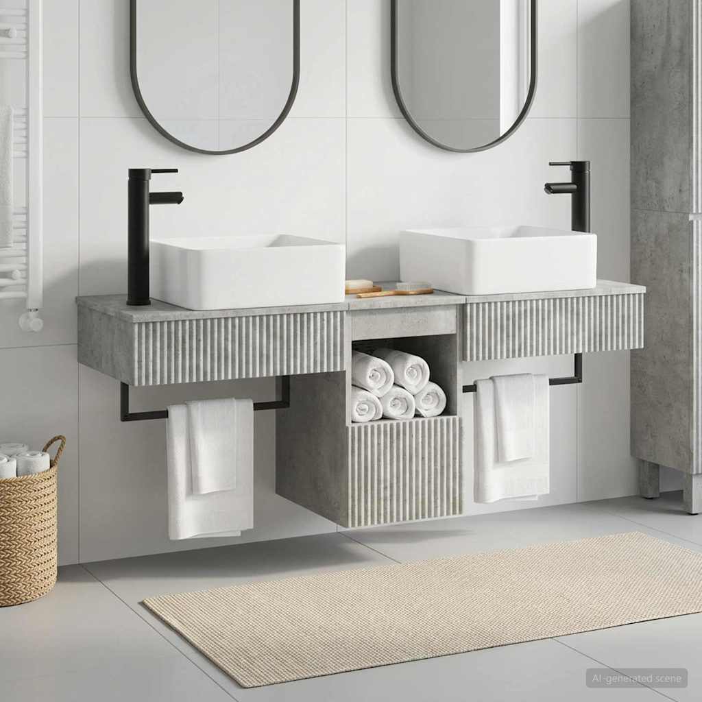 Badezimmerschrank-Set 3 stk. Betongrau 53 x 35 x 39 cm