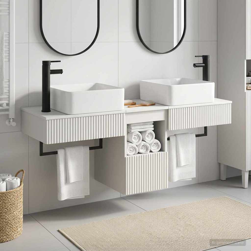Badezimmerschrank-Set 3 stk. Hochglanz Weiß 53 x 35 x 39 cm