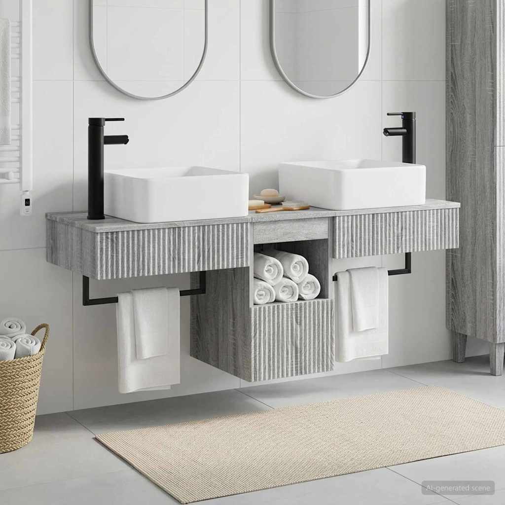 Badezimmerschrank-Set 3 stk. Grau Sonoma 53 x 35 x 39 cm