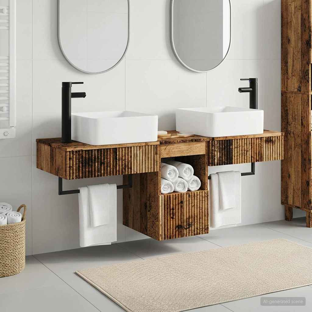 Badezimmerschrank-Set 3 stk. Altholz 53 x 35 x 39 cm