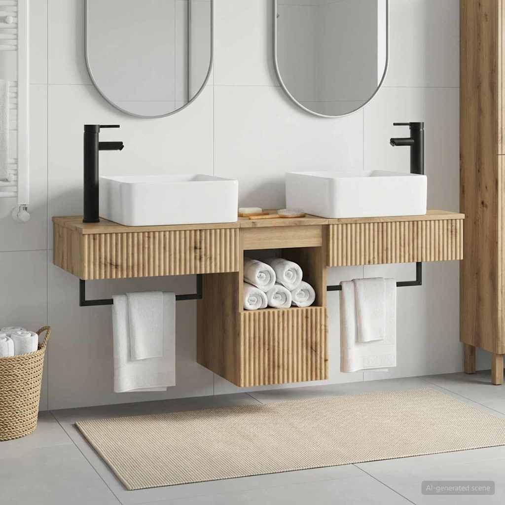 Badezimmerschrank-Set 3 Stk. Artisan-Eiche 53 x 35 x 39 cm