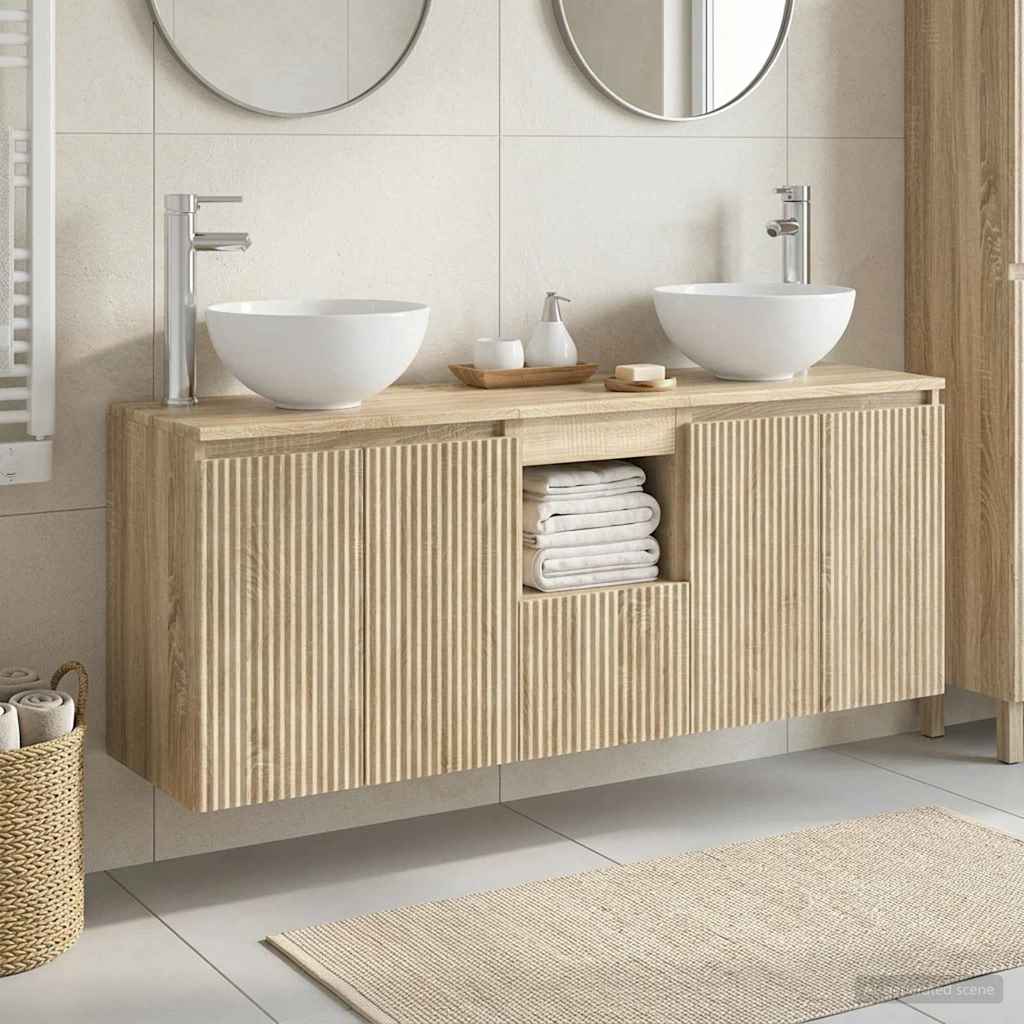 Badezimmerschrank-Set 3 stk. Sonoma-Eiche 49,5 x 35 x 63 cm