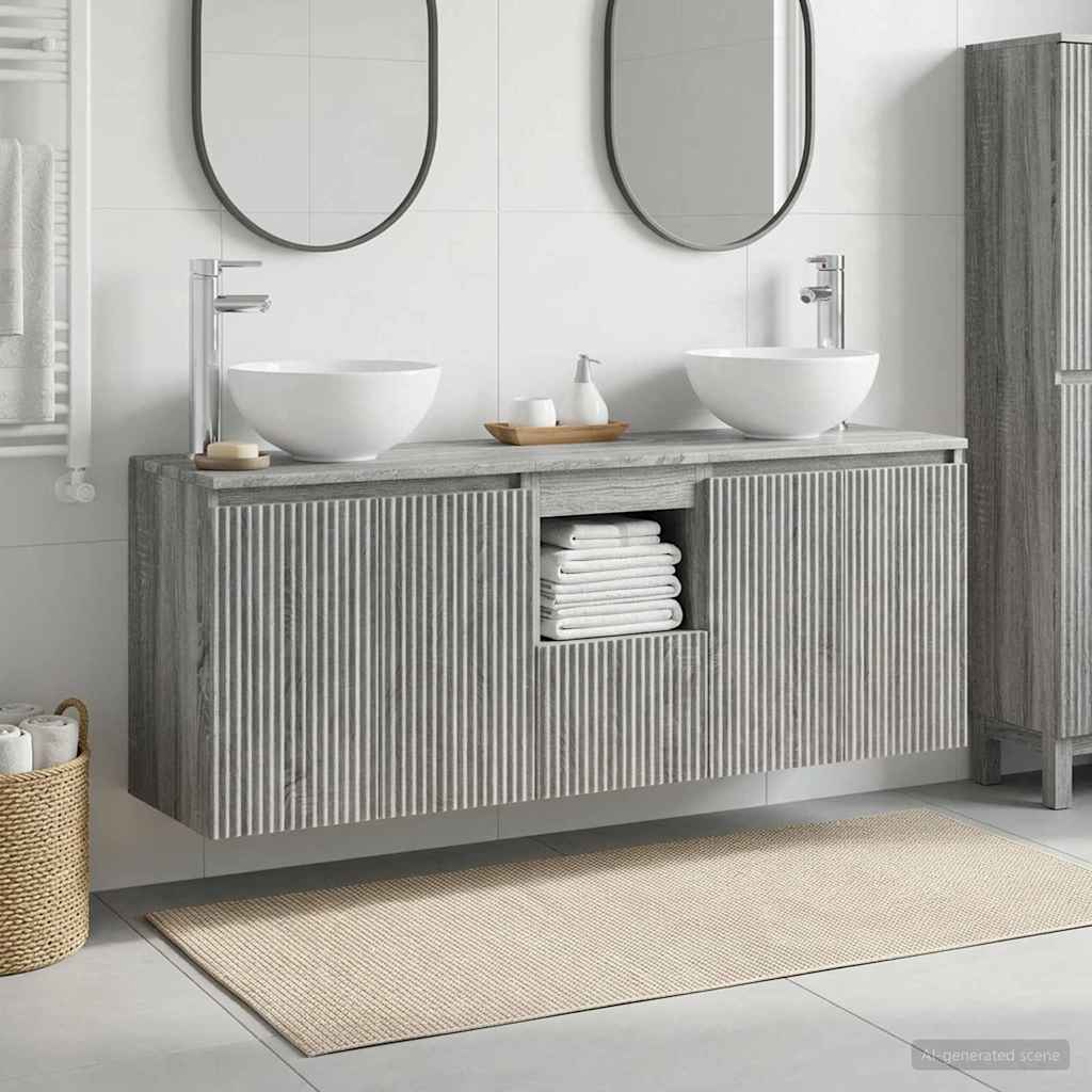 Badezimmerschrank-Set 3 stk. Grau Sonoma 49,5 x 35 x 63 cm