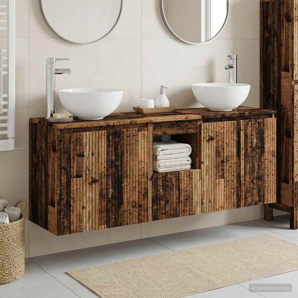 Badezimmerschrank-Set 3 stk. Altholz 49,5 x 35 x 63 cm