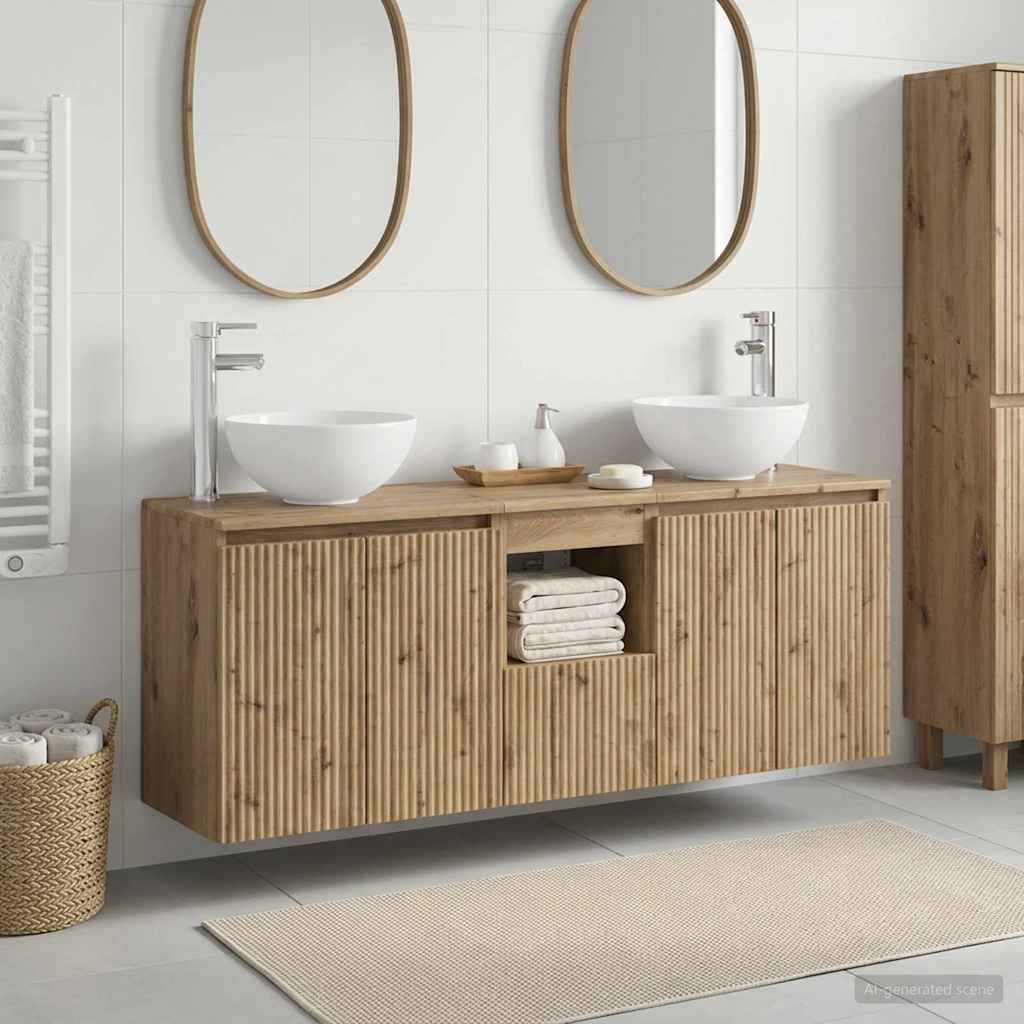 Badezimmerschrank-Set 3 Stk. Artisan-Eiche 49,5 x 35 x 63 cm