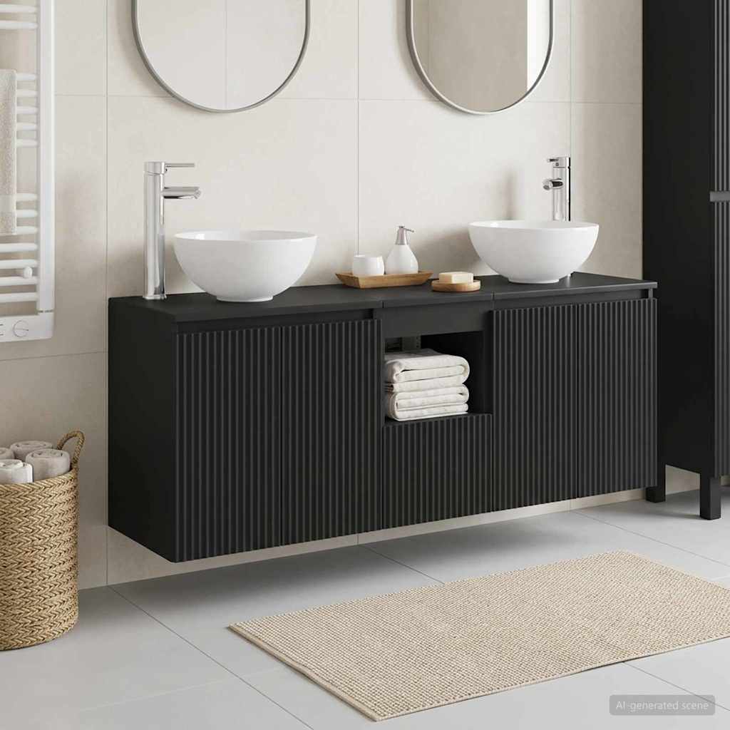 Badezimmerschrank-Set 3 stk. Schwarz 49,5 x 41 x 64,5 cm