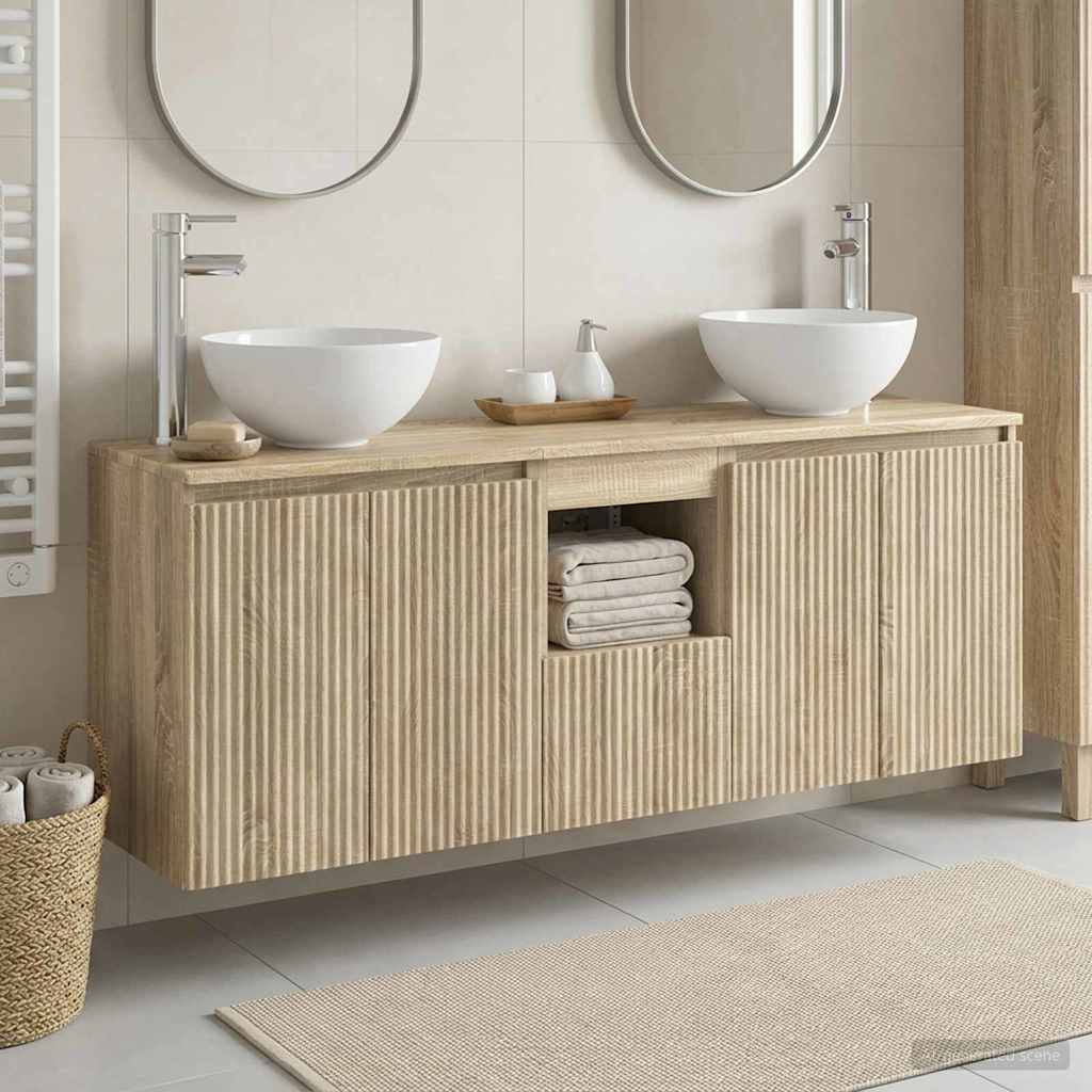 Badezimmerschrank-Set 3 stk. Sonoma-Eiche 49,5 x 41 x 64,5 cm