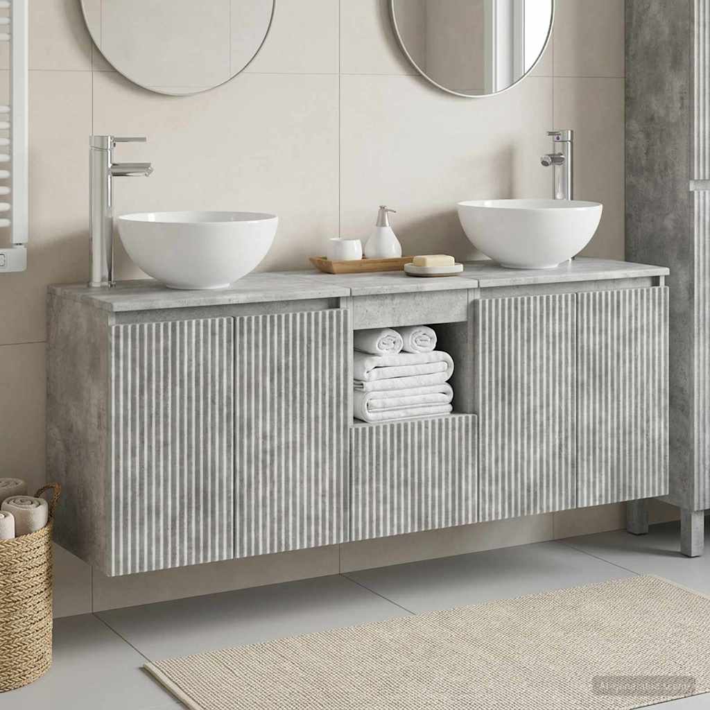 Badezimmerschrank-Set 3 stk. Betongrau 49,5 x 41 x 64,5 cm