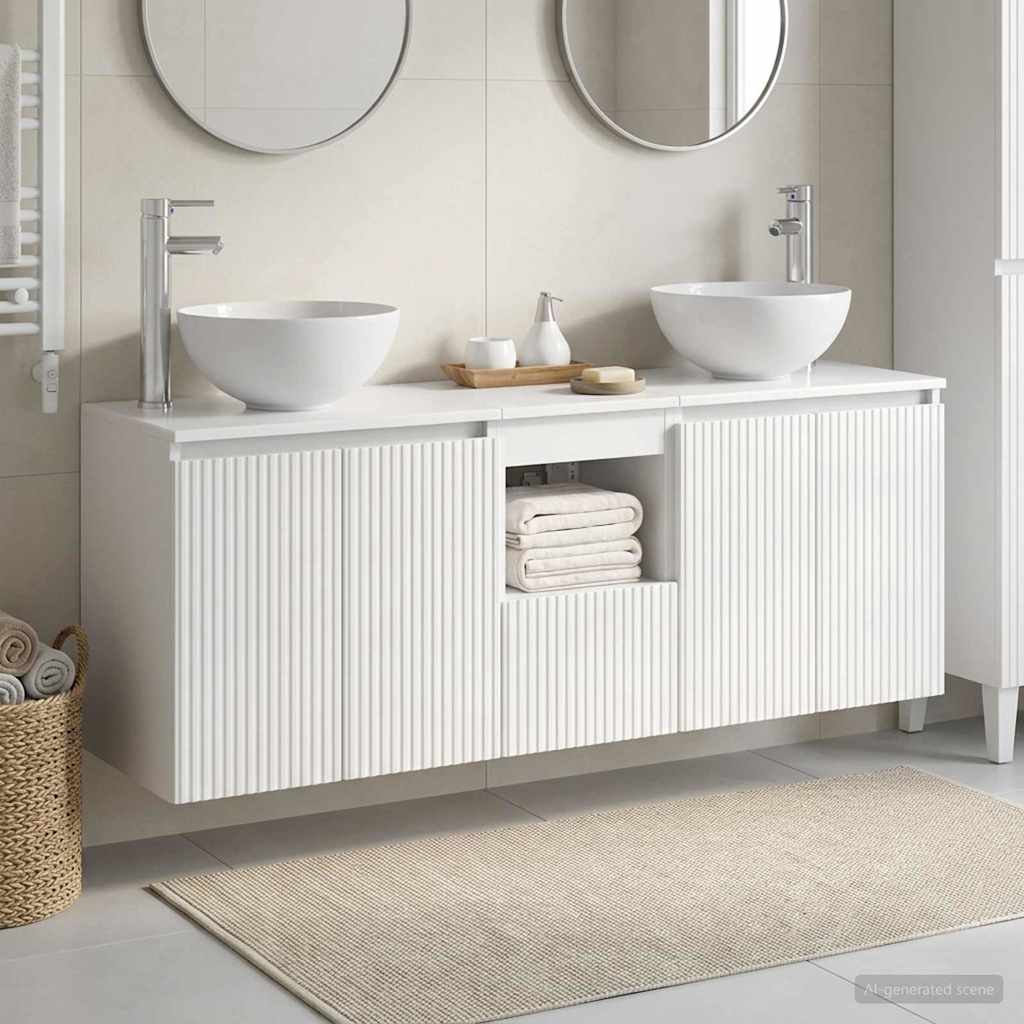 Badezimmerschrank-Set 3 stk. Hochglanz Weiß 49,5 x 41 x 64,5 cm