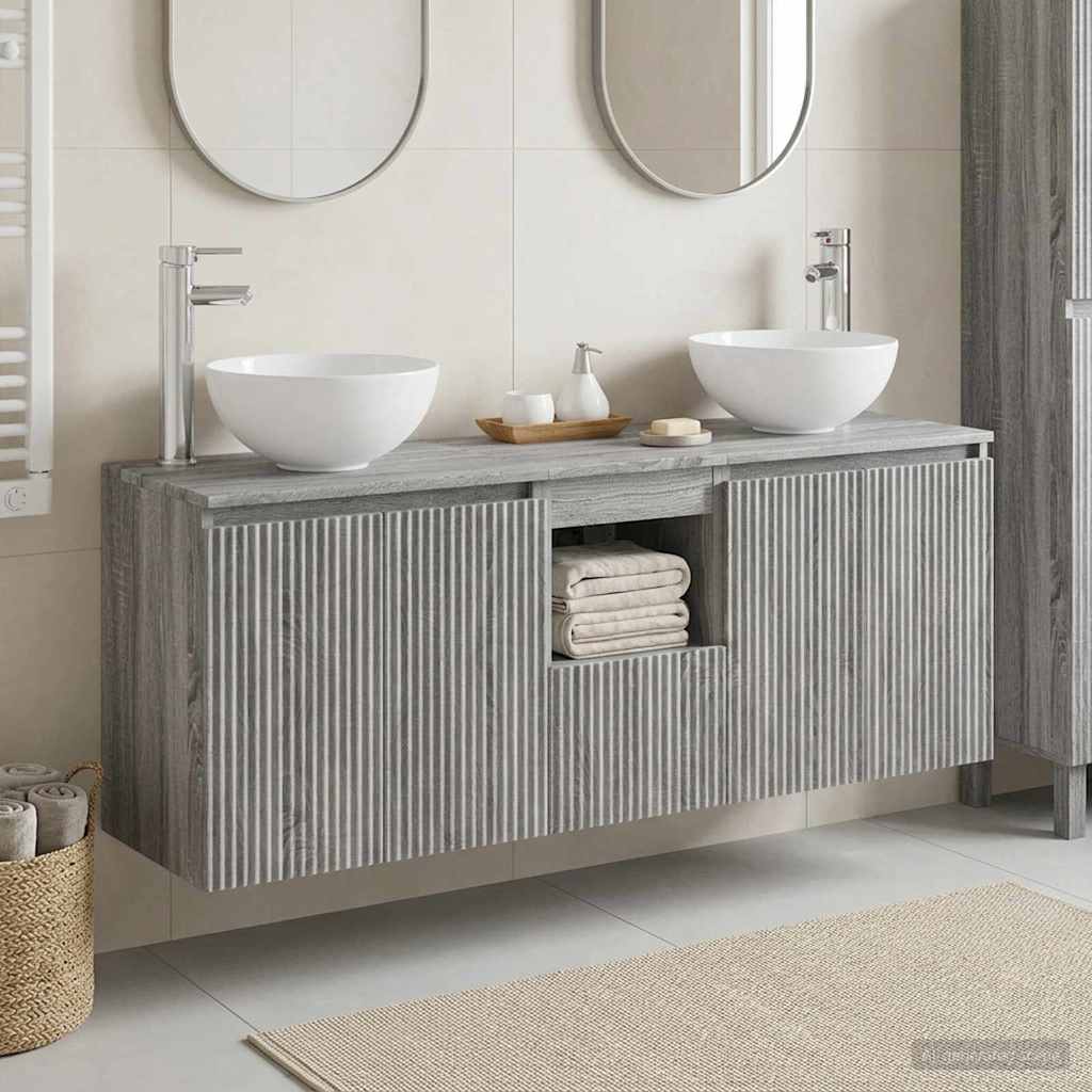 Badezimmerschrank-Set 3 stk. Grau Sonoma 49,5 x 41 x 64,5 cm