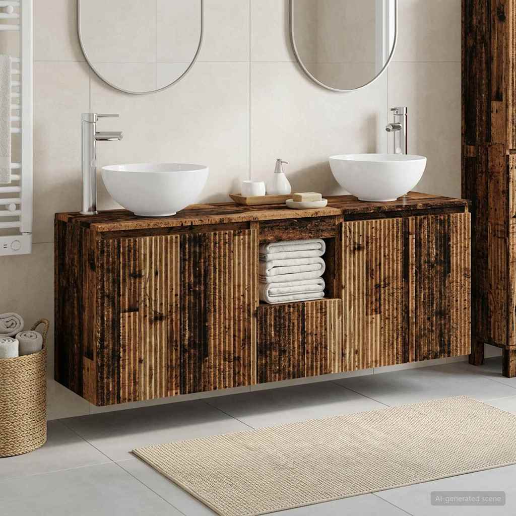 Badezimmerschrank-Set 3 stk. Altholz 49,5 x 41 x 64,5 cm