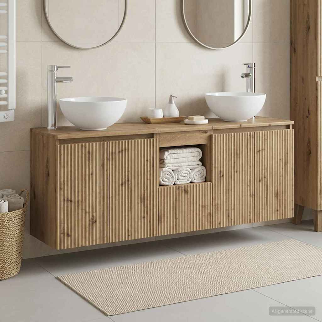 Badezimmerschrank-Set 3 Stk. Artisan-Eiche 49,5 x 41 x 64,5 cm