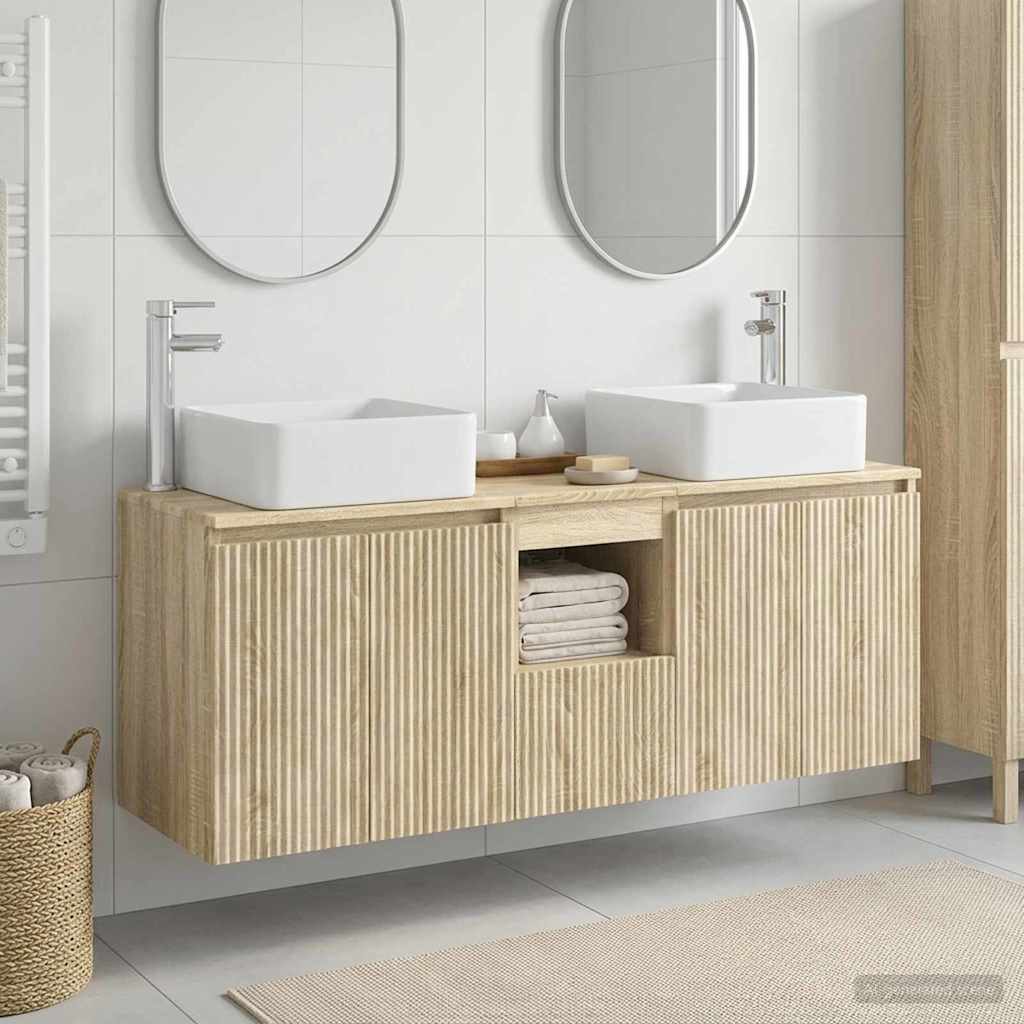 Badezimmerschrank-Set 3 stk. Sonoma-Eiche 49,5 x 41 x 63 cm
