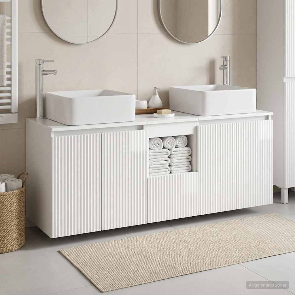 Badezimmerschrank-Set 3 stk. Hochglanz Weiß 49,5 x 41 x 63 cm