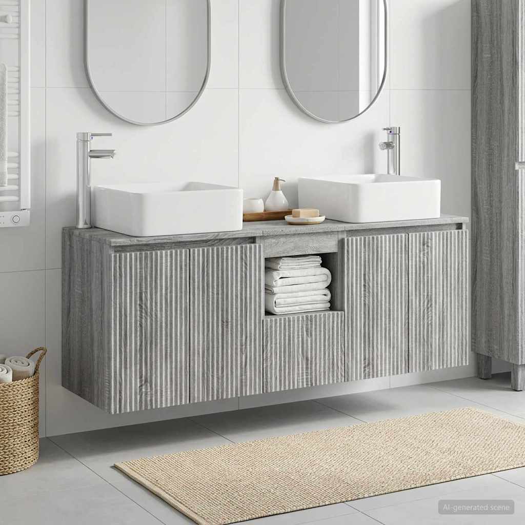 Badezimmerschrank-Set 3 stk. Grau Sonoma 49,5 x 41 x 63 cm