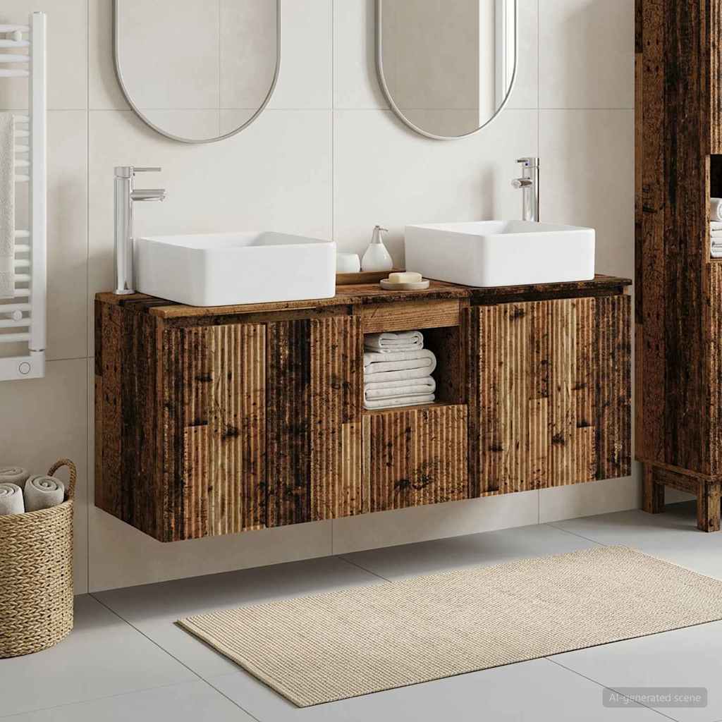 Badezimmerschrank-Set 3 stk. Altholz 49,5 x 41 x 63 cm