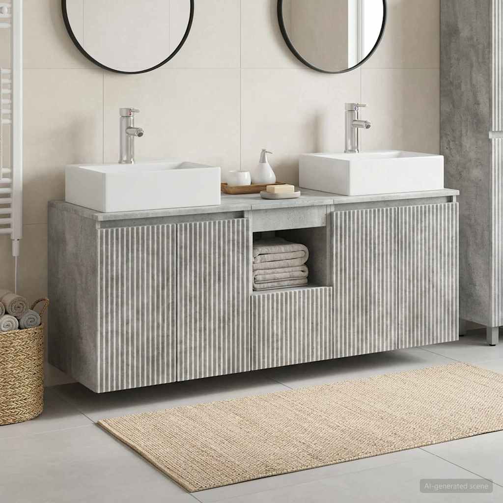 Badezimmerschrank-Set 3 stk. Betongrau 49,5 x 41 x 62,5 cm