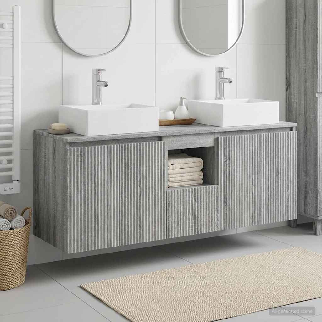 Badezimmerschrank-Set 3 stk. Grau Sonoma 49,5 x 41 x 62,5 cm