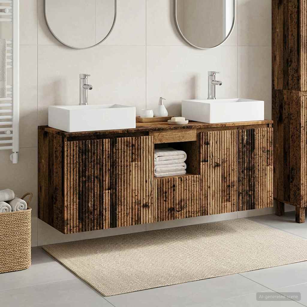 Badezimmerschrank-Set 3 stk. Altholz 49,5 x 41 x 62,5 cm