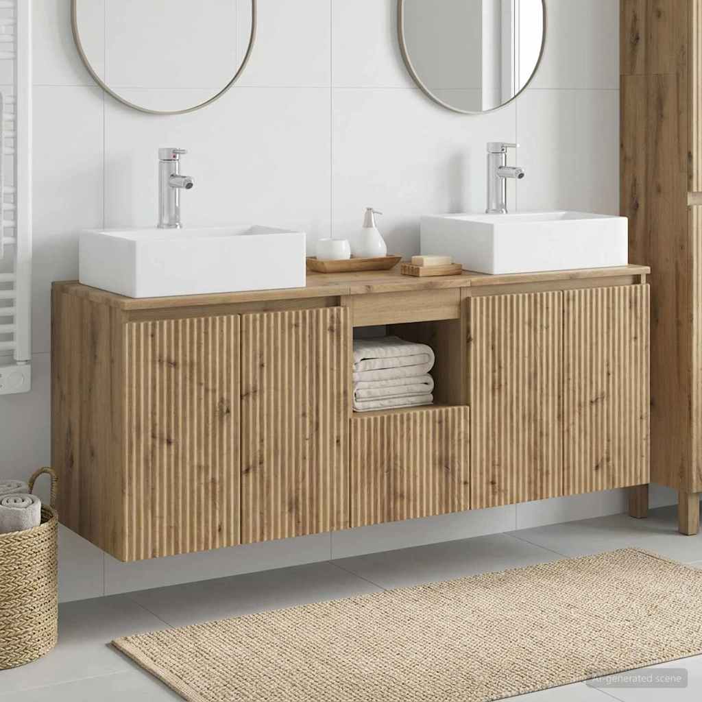 Badezimmerschrank-Set 3 Stk. Artisan-Eiche 49,5 x 41 x 62,5 cm