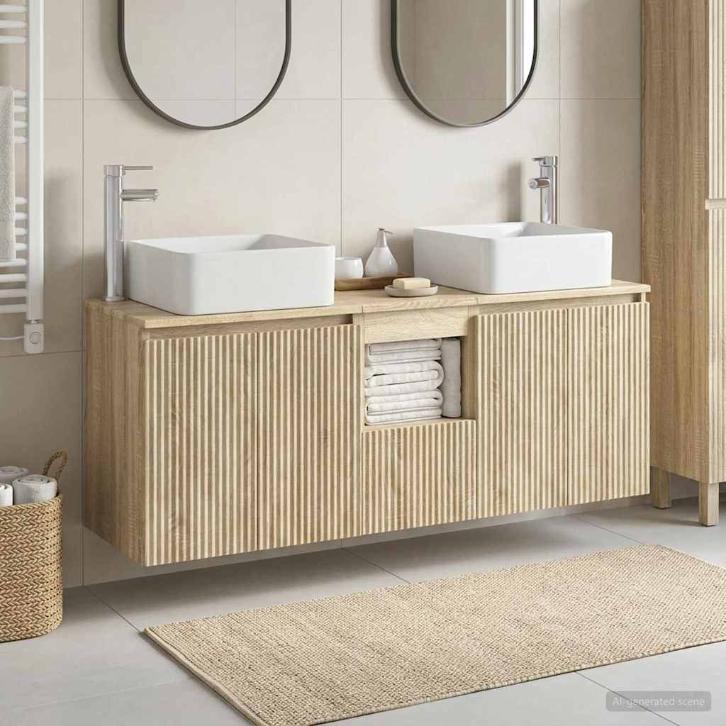 Badezimmerschrank-Set 3 stk. Sonoma-Eiche 53 x 35 x 63 cm