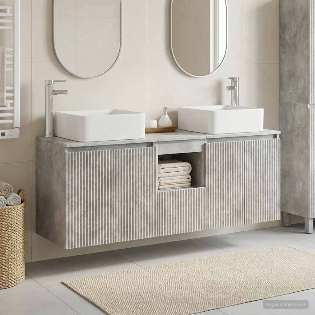 Badezimmerschrank-Set 3 stk. Betongrau 53 x 35 x 63 cm