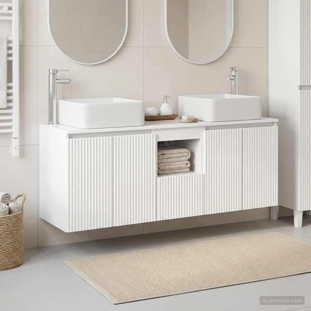 Badezimmerschrank-Set 3 stk. Hochglanz Weiß 53 x 35 x 63 cm