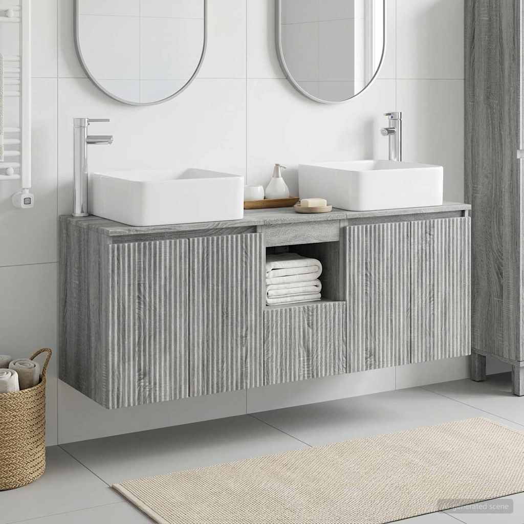 Badezimmerschrank-Set 3 stk. Grau Sonoma 53 x 35 x 63 cm