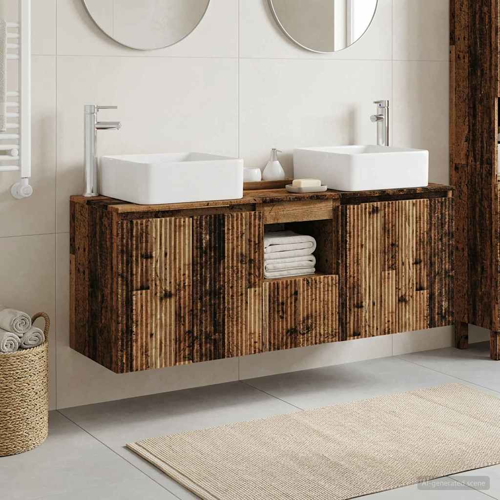 Badezimmerschrank-Set 3 stk. Altholz 53 x 35 x 63 cm