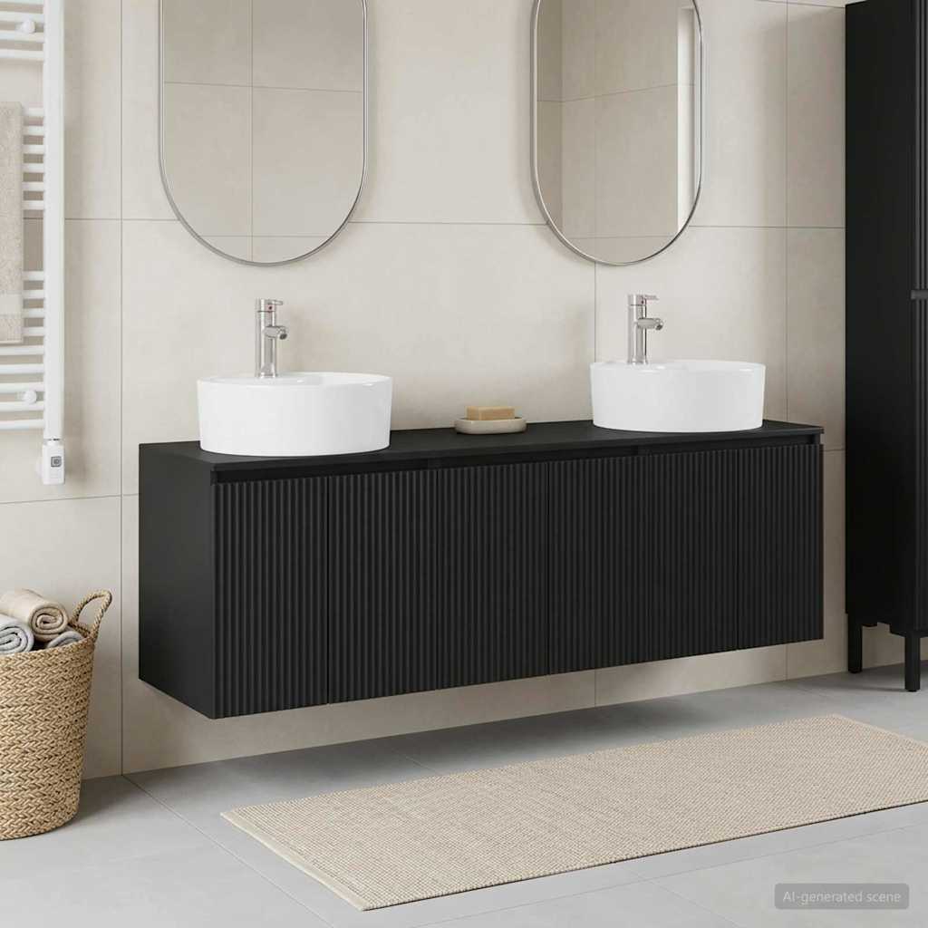 Badezimmerschrank-Set 3 stk. Schwarz 49,5 x 44,5 x 65 cm